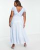 ASOS Curve ASOS DESIGN Curve ruched maxi dress with tie detail in blue gingham embroidered-Multi - 2