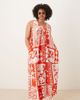 ASOS Curve ASOS DESIGN Curve ruched scoop neck midaxi sundress in red patchwork print-Multi - 1