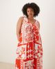 ASOS Curve ASOS DESIGN Curve ruched scoop neck midaxi sundress in red patchwork print-Multi - 2