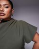 ASOS Curve ASOS DESIGN Curve ruched waist bengaline midi dress in khaki green - 2