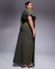 ASOS Curve ASOS DESIGN Curve ruched waist bengaline midi dress in khaki green - 3