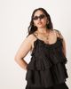ASOS Curve ASOS DESIGN Curve ruffle cami top with tie straps in black - 1