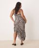 ASOS Curve ASOS DESIGN Curve ruffle scoop neck asymmetric ruffle hem midi dress in animal print-Multi - 4