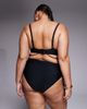 ASOS Curve ASOS DESIGN Curve Sadie Azores ruche side high waist bikini bottom with ties with pearl detail in black - 3