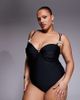 ASOS Curve ASOS DESIGN Curve Sadie pleat bust underwire balcony swimsuit with pearl detail-Black - 1