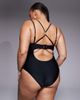 ASOS Curve ASOS DESIGN Curve Sadie pleat bust underwire balcony swimsuit with pearl detail-Black - 3