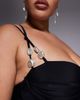 ASOS Curve ASOS DESIGN Curve Sadie pleat bust underwire balcony swimsuit with pearl detail-Black - 4