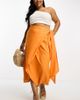 ASOS Curve ASOS DESIGN Curve sarong wrap midi skirt in orange - 1
