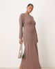 ASOS Curve ASOS DESIGN Curve satin bias cut bust detail maxi slip dress in deep taupe-Brown - 1