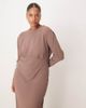 ASOS Curve ASOS DESIGN Curve satin bias cut bust detail maxi slip dress in deep taupe-Brown - 3