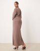 ASOS Curve ASOS DESIGN Curve satin bias cut bust detail maxi slip dress in deep taupe-Brown - 4