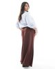 ASOS Curve ASOS DESIGN Curve satin bias maxi skirt in chocolate-Brown - 3