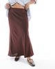 ASOS Curve ASOS DESIGN Curve satin bias maxi skirt in chocolate-Brown - 4