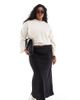 ASOS Curve ASOS DESIGN Curve satin bias midi skirt in black - 1