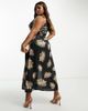 ASOS Curve ASOS DESIGN Curve satin cami midi dress with side splits and button detail in dark floral-Multi - 2
