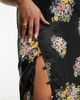 ASOS Curve ASOS DESIGN Curve satin cami midi dress with side splits and button detail in dark floral-Multi - 3