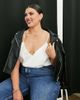 ASOS Curve ASOS DESIGN Curve satin cami with wrap back detail in ivory-White - 1