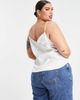 ASOS Curve ASOS DESIGN Curve satin cami with wrap back detail in ivory-White - 2