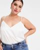 ASOS Curve ASOS DESIGN Curve satin cami with wrap back detail in ivory-White - 3