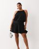 ASOS Curve ASOS DESIGN Curve satin high neck dropped waist flippy mini dress in black - 1