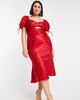 ASOS Curve ASOS DESIGN Curve satin midi tea dress with twist front in spot print-Multi - 1