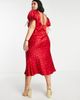 ASOS Curve ASOS DESIGN Curve satin midi tea dress with twist front in spot print-Multi - 2