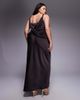 ASOS Curve ASOS DESIGN Curve satin plunge maxi dress with knotted shoulders and deep cowl back in chocolate-Brown - 2