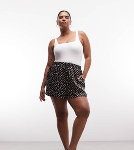 ASOS Curve ASOS DESIGN Curve satin shorts in polka dot-Multi