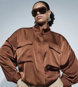ASOS Curve ASOS DESIGN Curve satin windbreaker in chocolate-Brown