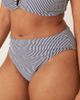 ASOS Curve ASOS DESIGN Curve Scarlet Stripe Azores high leg high waist bikini bottom in Indigo-Purple - 1