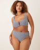 ASOS Curve ASOS DESIGN Curve Scarlet Stripe Azores high leg high waist bikini bottom in Indigo-Purple - 2