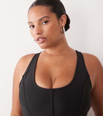 ASOS Curve ASOS DESIGN Curve scoop neck bandage corset top in black