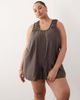 ASOS Curve ASOS DESIGN Curve scoop neck smock romper in charcoal-Gray - 3