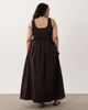 ASOS Curve ASOS DESIGN Curve scoop ribbed bodice with poplin skirt midi dress in chocolate-Brown - 4