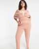 ASOS Curve ASOS DESIGN curve scuba off shoulder v bar slim leg jumpsuit-Pink - 1