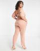 ASOS Curve ASOS DESIGN curve scuba off shoulder v bar slim leg jumpsuit-Pink - 2