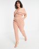 ASOS Curve ASOS DESIGN curve scuba off shoulder v bar slim leg jumpsuit-Pink - 4