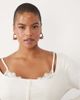 ASOS Curve ASOS DESIGN Curve sculpting rib button through top with lace underlayer in cream-Black - 1