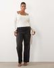 ASOS Curve ASOS DESIGN Curve sculpting rib button through top with lace underlayer in cream-Black - 3