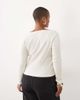 ASOS Curve ASOS DESIGN Curve sculpting rib button through top with lace underlayer in cream-Black - 4