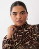 ASOS Curve ASOS DESIGN Curve second skin sheer knit turtle neck sweater in leopard-Multi - 2