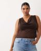 ASOS Curve ASOS DESIGN Curve semi sheer knit look cowl scarf neck tank top in chocolate-Brown - 1