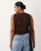 ASOS Curve ASOS DESIGN Curve semi sheer knit look cowl scarf neck tank top in chocolate-Brown - 3