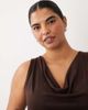 ASOS Curve ASOS DESIGN Curve semi sheer knit look cowl scarf neck tank top in chocolate-Brown - 4