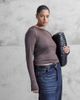 ASOS Curve ASOS DESIGN Curve semi sheer long sleeve top in chocolate-Brown - 2