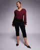 ASOS Curve ASOS DESIGN Curve semi sheer long sleeve v-neck top in burgundy-Red - 2