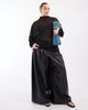 ASOS Curve ASOS DESIGN Curve sheer batwing high neck ruched sleeve top in black - 2