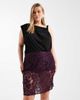 ASOS Curve ASOS DESIGN Curve sheer lace knee length skirt in plum-Purple - 2