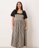ASOS Curve ASOS DESIGN Curve shirred bodice maxi dress with puff sleeve in mono gingham-Multi - 1