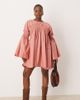 ASOS Curve ASOS DESIGN Curve shirred cotton mini dress with flare sleeve in rose-Multi - 1